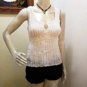 2 Much LA Boho Chic Sheer Ivory Cami M